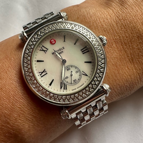 MICHELE Caber Diamond Watch with Rare Michele 7 Link Diamond Bracelet * - Picture 1 of 12
